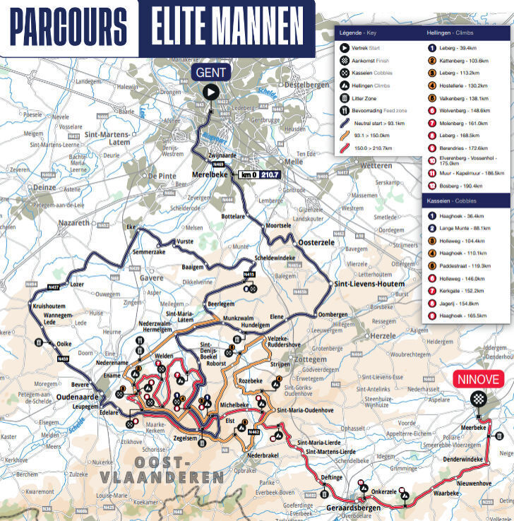 Omloop Het Nieuwsblad 2024 - parcours