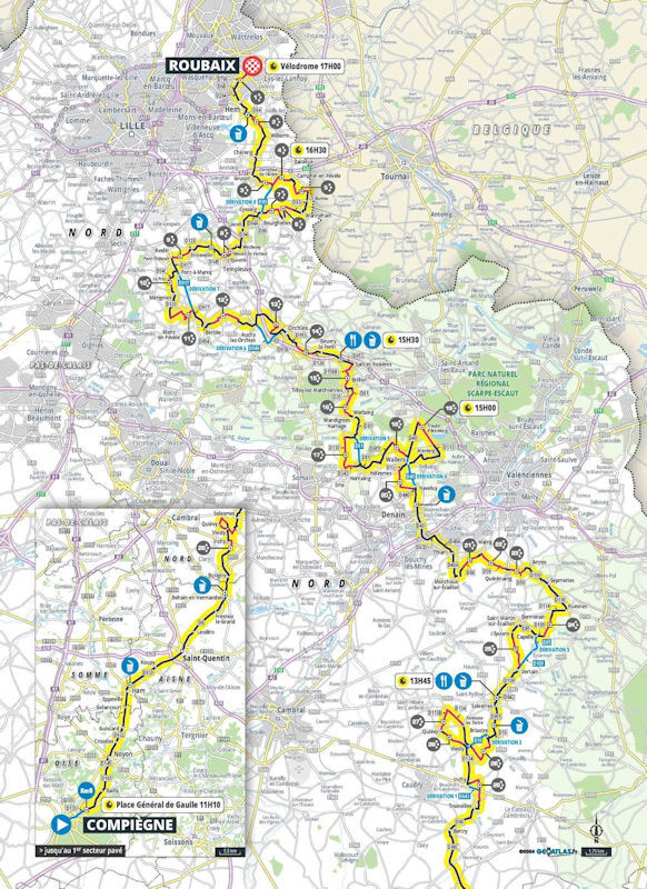 Parijs-Roubaix 2024 - parcours