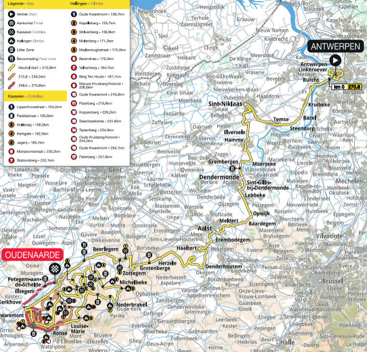 Ronde van Vlaanderen 2024 - parcours
