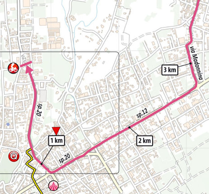 Giro d'Italia 2023 - parcours laatste km etappe 14