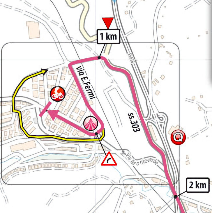 Giro d'Italia 2023 - parcours laatste km etappe 3