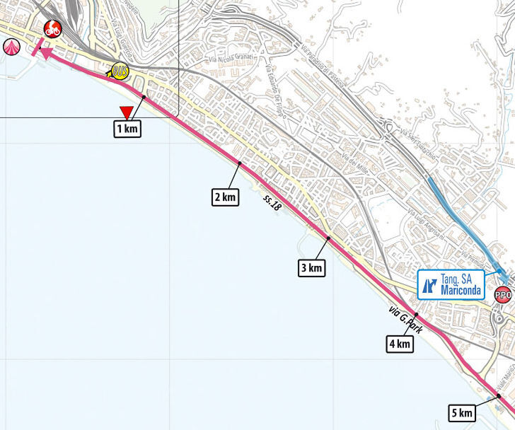 Giro d'Italia 2023 - parcours laatste km etappe 5