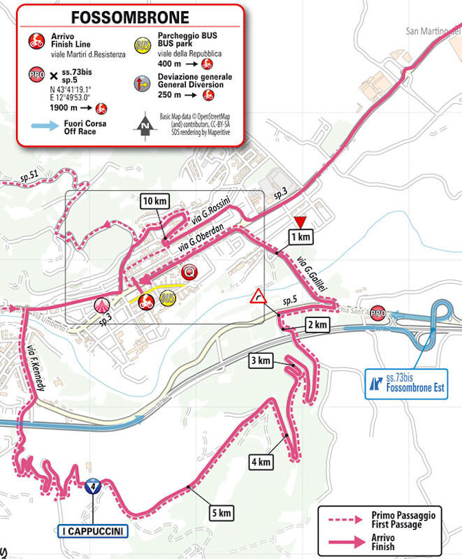 Giro d'Italia 2023 - parcours laatste km etappe 8