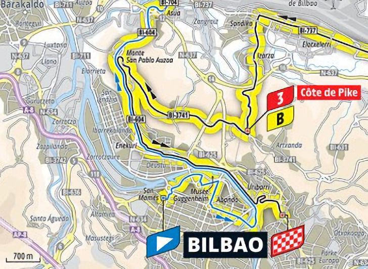 Tour de France 2023 - parcours laatste km etappe 1