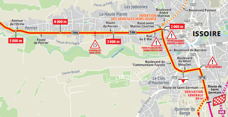 Tour de France 2023 - parcours laatste km etappe 10