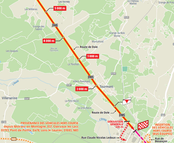 Tour de France 2023 - parcours laatste km etappe 19