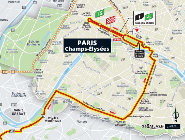 Tour de France 2023 - parcours laatste km etappe 21