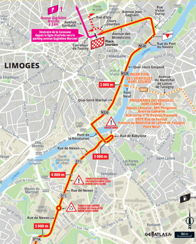 Tour de France 2023 - parcours laatste km etappe 8